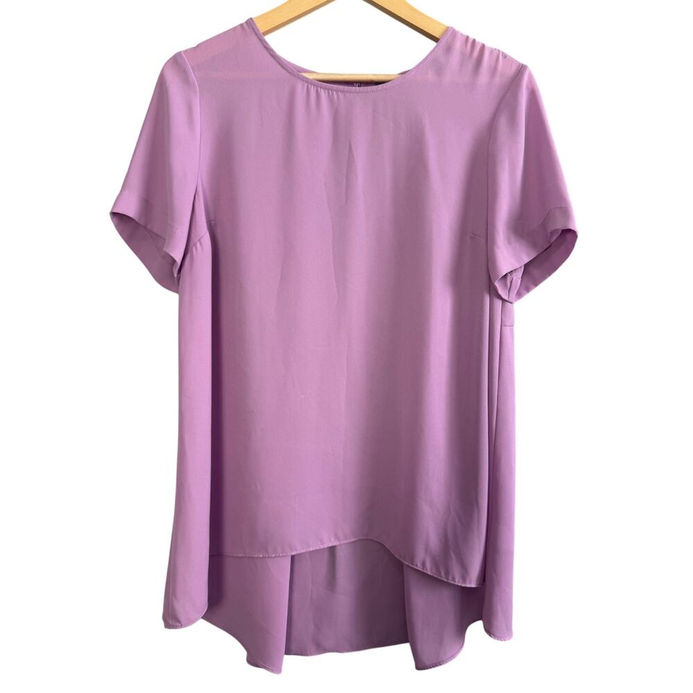 Vince Camuto Lilac Short Sleeve High-Low Blouse Top Women's Medium